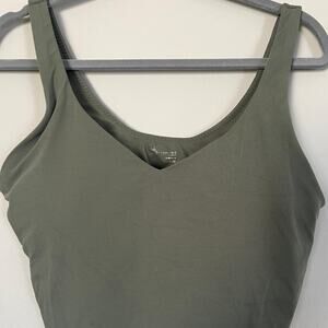 Aerie OFFLINE Real Me V-Neck Sports Bra Crop Top Sage Green XL